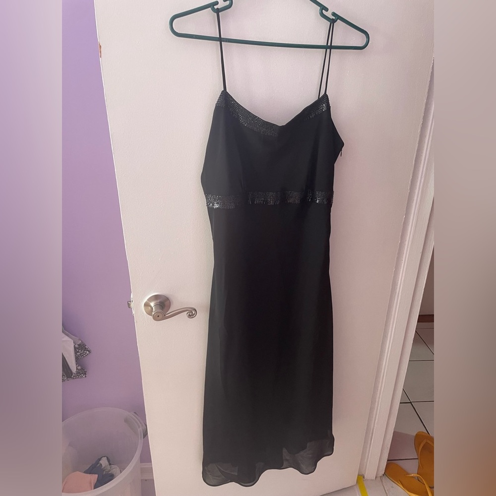 NWT Positive Attitude Black Strappy Evening Dress 14P